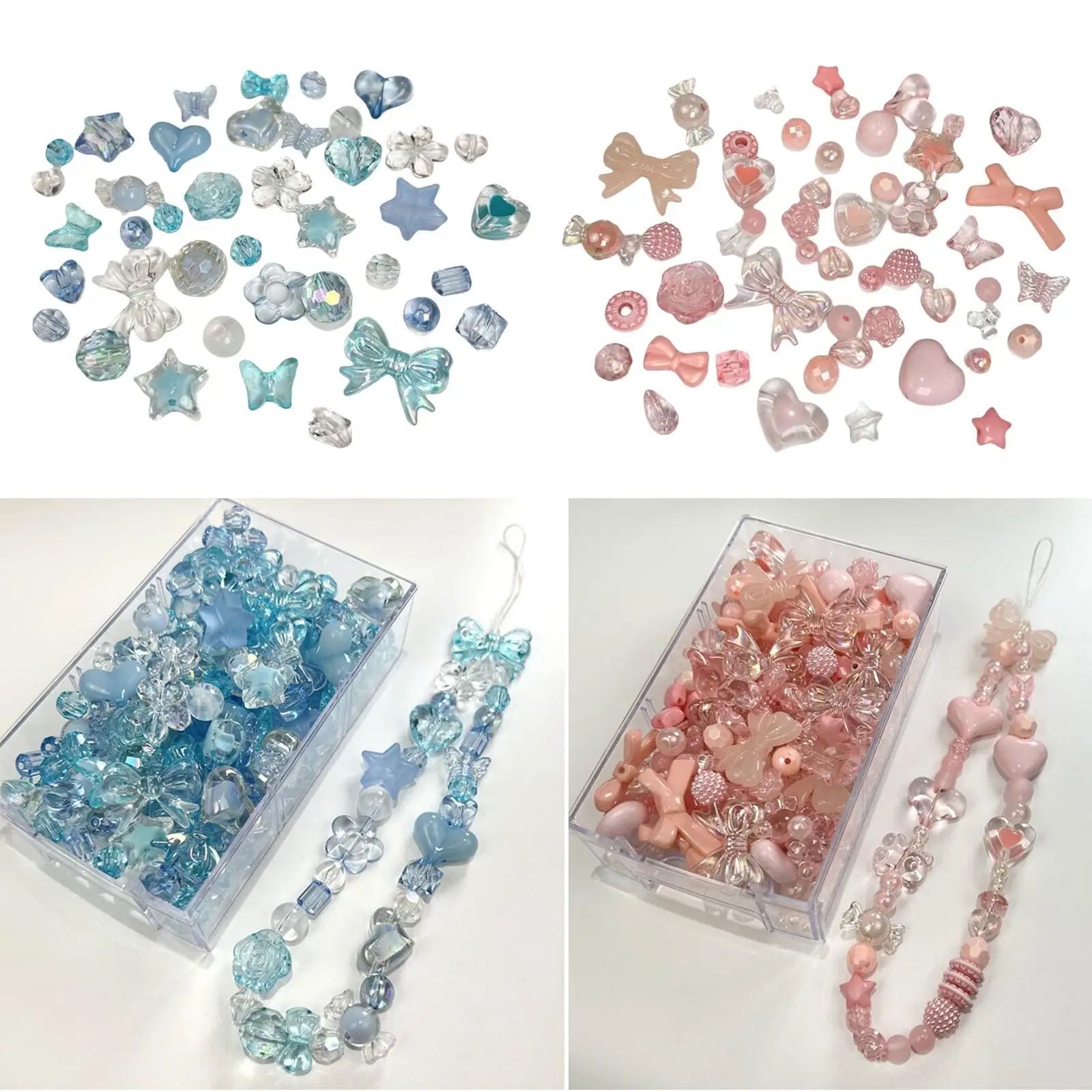 Transparent Acrylic Beads Bowknot Candy Butterfly Cute Beads Bulk Loose Beads for Necklaces Bracelets Hair Accessories Headwear