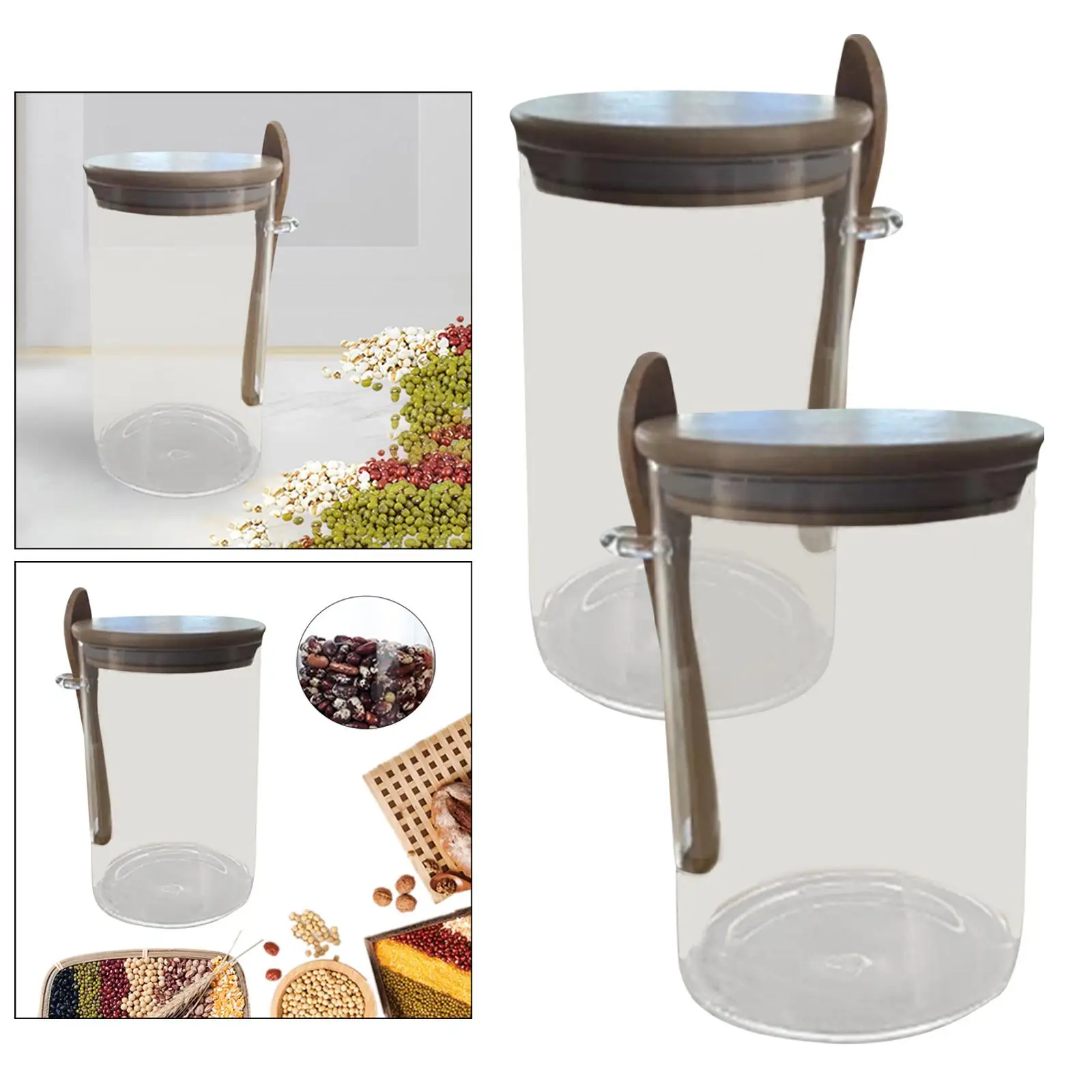 Seasoning Pot with Lid and Spoon Clear Sugar Bowl Tea Coffee Salt Glass Food Storage Containers for candy Pantry Sugar