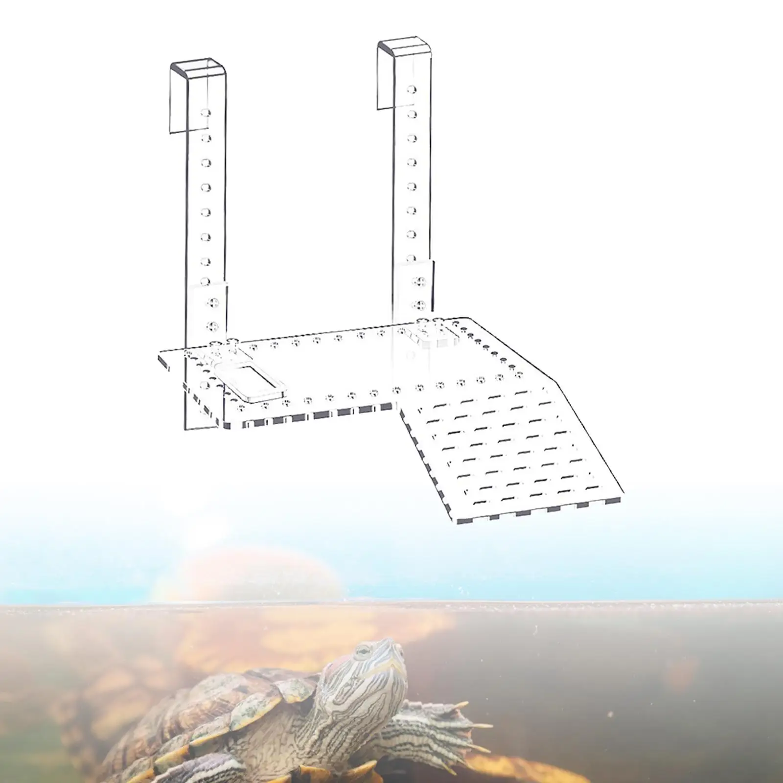 Transparent Tortoise Floating Platform Reptile Climbing Dock Climbing Shelf ,Climb Ramp to Play and Relax Sturdy Durable