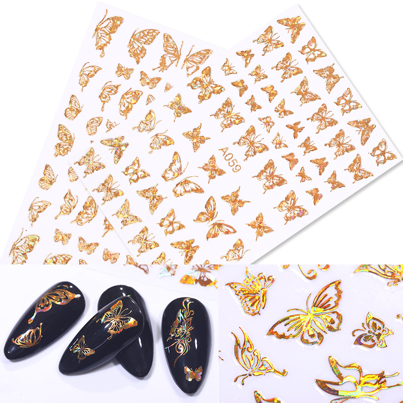 Description Picture 5 of item1pc Golden 3D Butterfly Nail Art Stickers Adhesive Sliders Colorful DIY Nail Transfer Decals Foils Wraps Decoration
