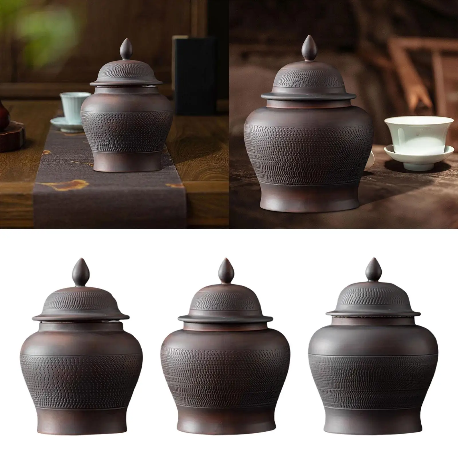 Clay Ginger Jar Decorative Vase Storage Jar Can Tea Canister Caddy