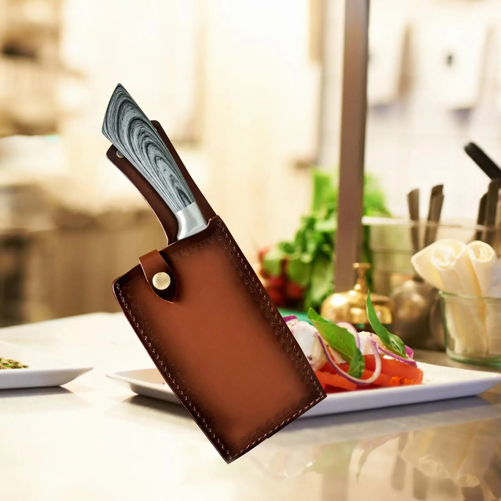 Cutter Sheath Protector, Cleaver Sheath, Durable Universal PU Leather Reusable Knife Sleeve, Cutter Protective Cover