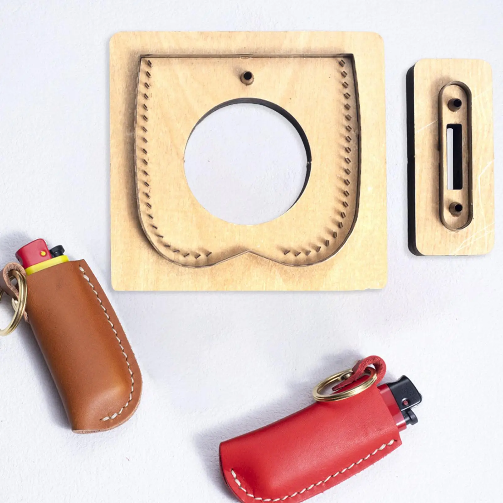 DIY Lighter Bag No Sewing Leathercraft Tool Handmade Stitch Hole Easy to Use Durable Leather Die Cutter Template Cut Mould