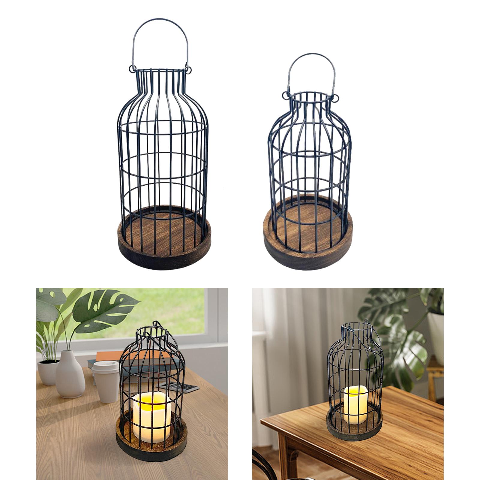 Farmhouse Lantern Wooden Candle Holder Decorative Candle Lantern for Kitchen