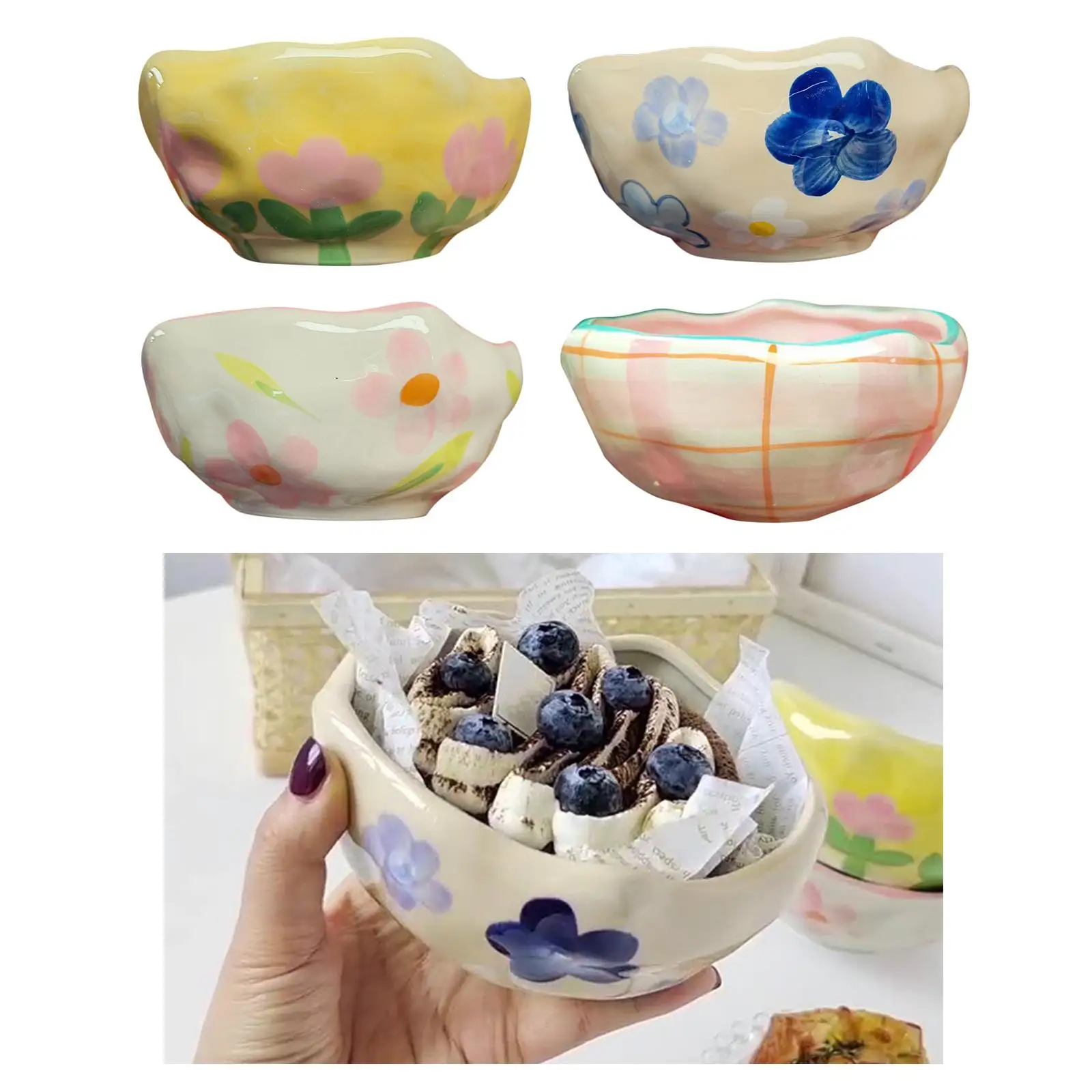 Hand Pinched Ceramic Bowl Ins Porcelain Oatmeal Baking Kitchen Accessories Tableware