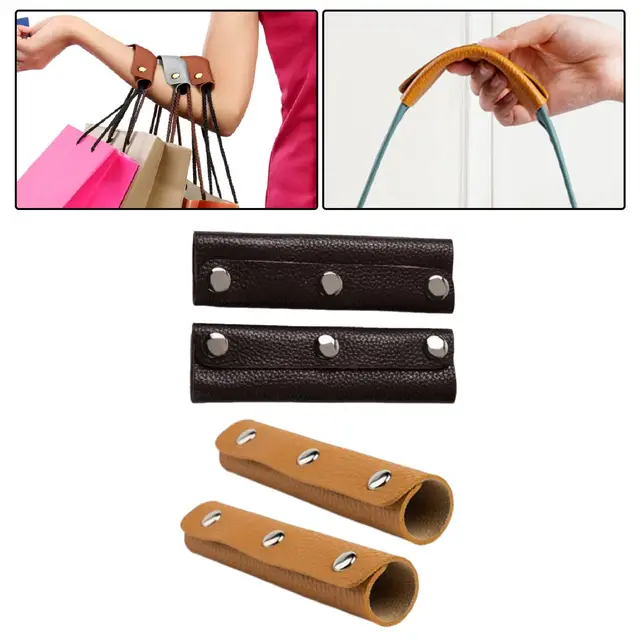 2x Leather Handbag Handle Wrap Cover Purse Strap Cover Replacement with  Buttons