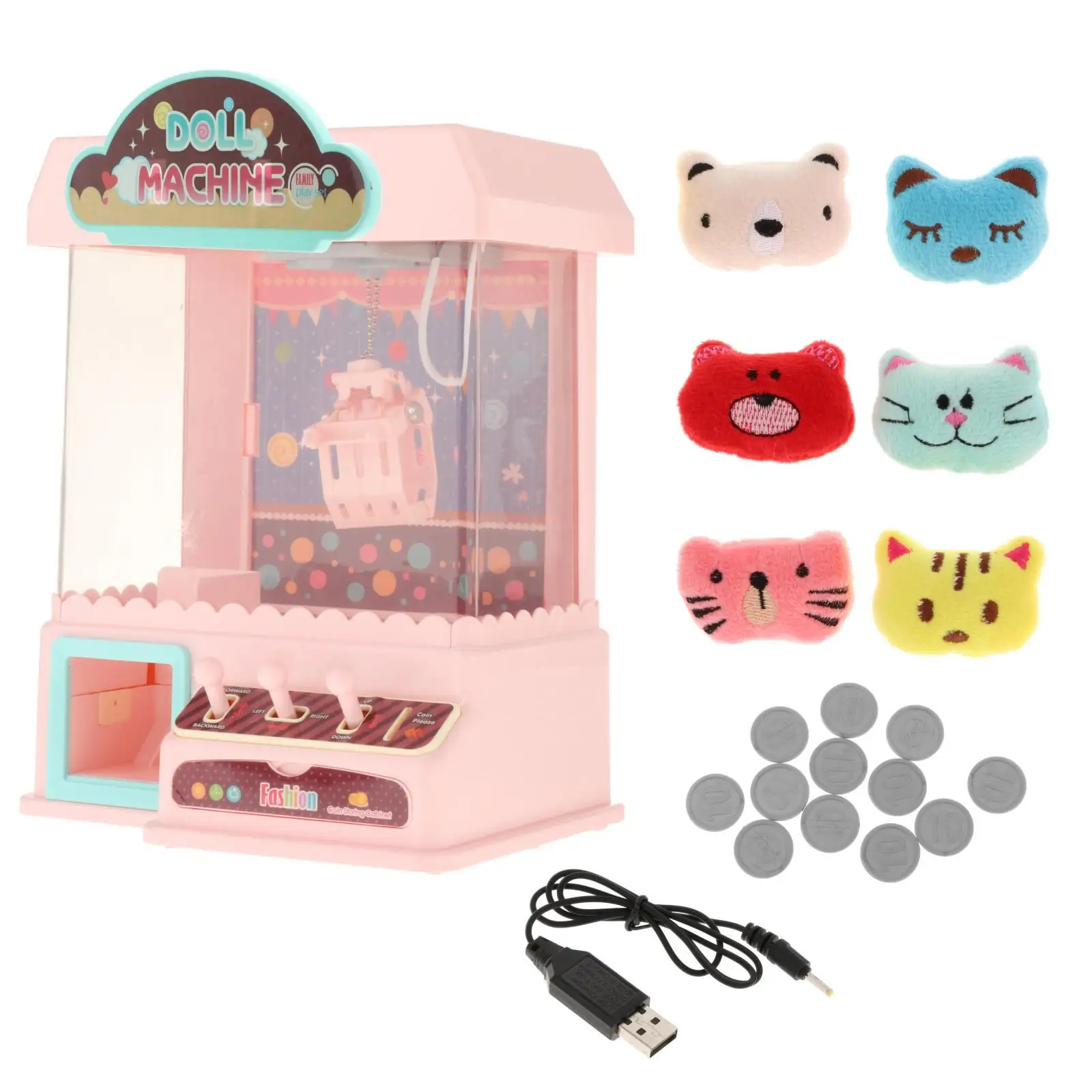 DIY Electric Claw Machine Play House Dollhouse Gifts Girl Grab Doll Clip and 10 Capsules Mini Arcade Machine for Children Kids