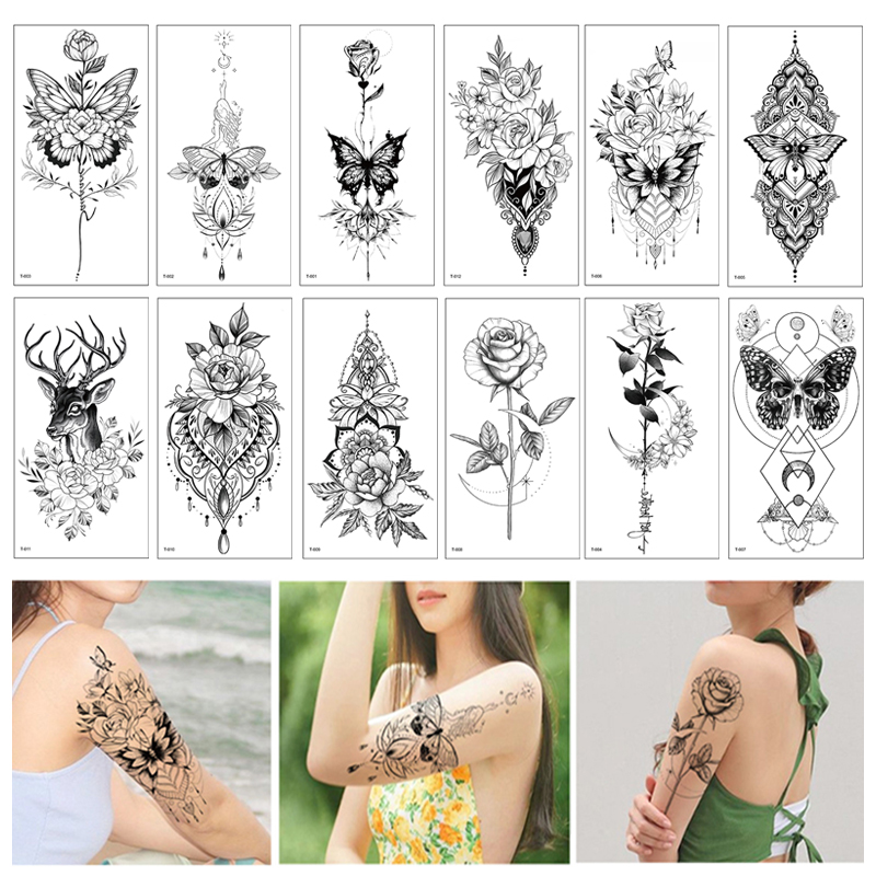 Best of Temporary Tattoo Sticker Women Waterproof Black Rose Butterfly Fake Tattoo Body Hands Arm Leg Flowers Tatouage Temporaire Femme Reviews & Tips