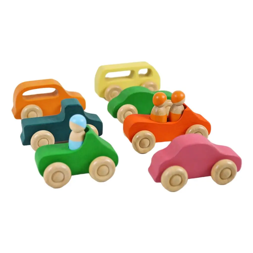 10x Wooden Toy Beechwood Building Blocks Cars for Cultivate Self-Confidence