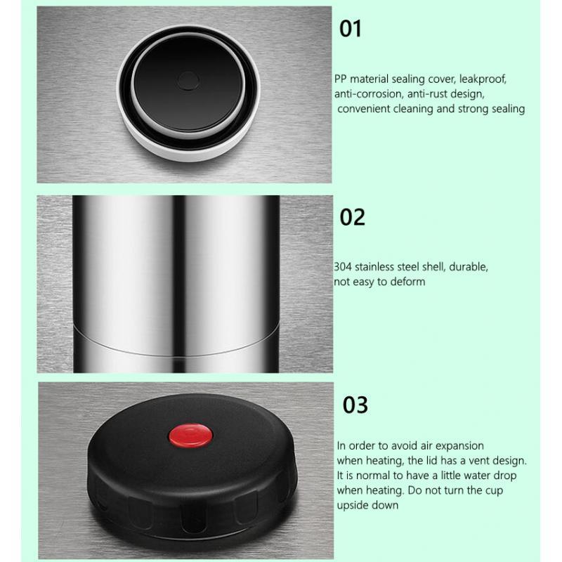 Car Heating Cup Kettle 12V 24V Heater Insulated Food Container Electronic Heated Travel Mug for Travel Boat Truck Milk Soap