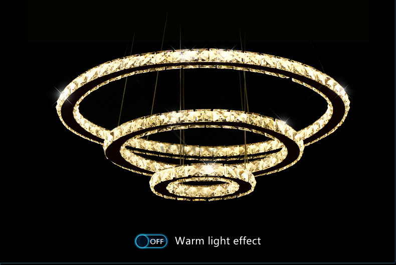 Nordic Luxury K9 Crystal Ring Led Chandelier Creative Pendant Lamps Living Room Restaurant Bedroom Modern Home Lighting Decor