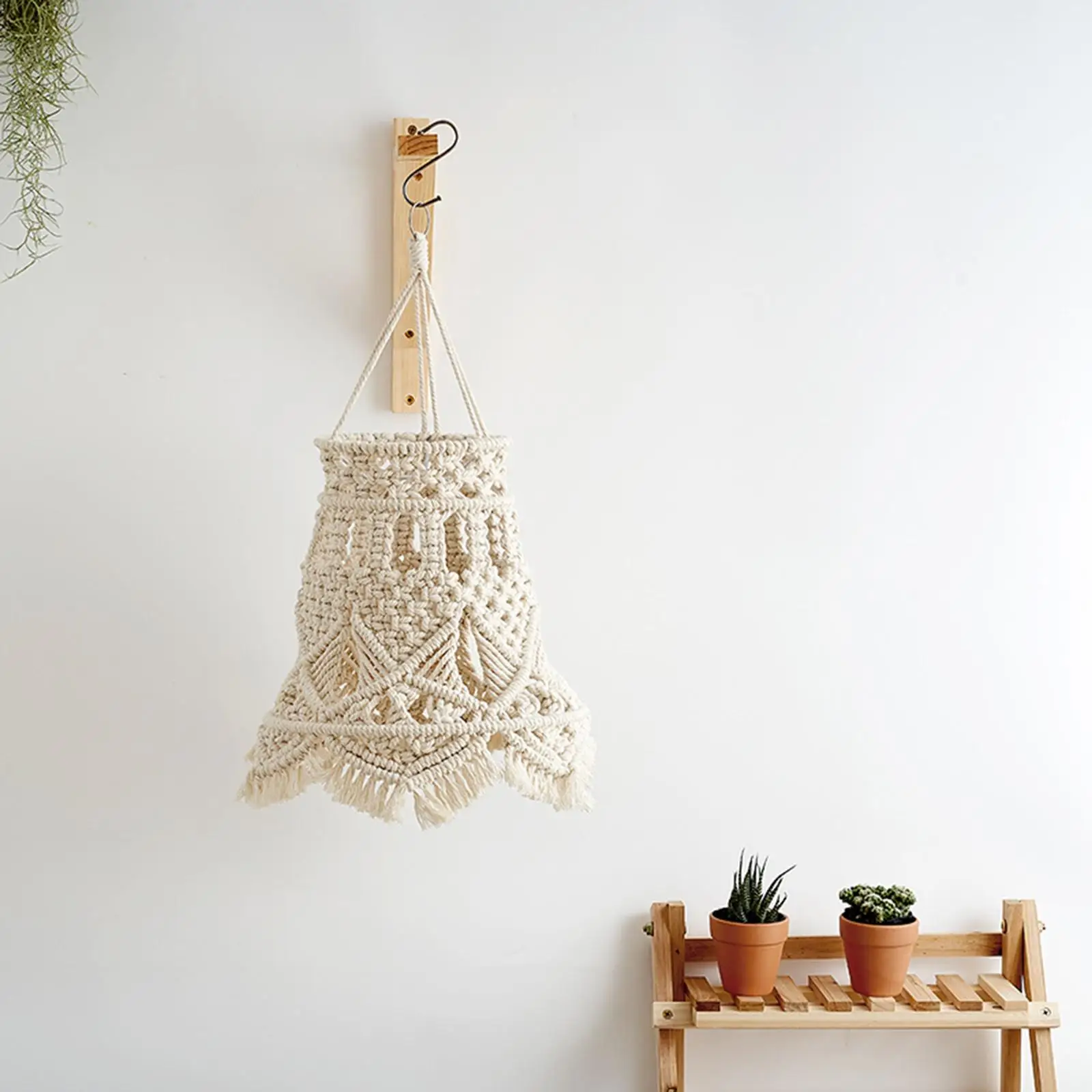 Macrame Tassel Lamp Shade Hand Woven Pendant Light Cover for Living Room