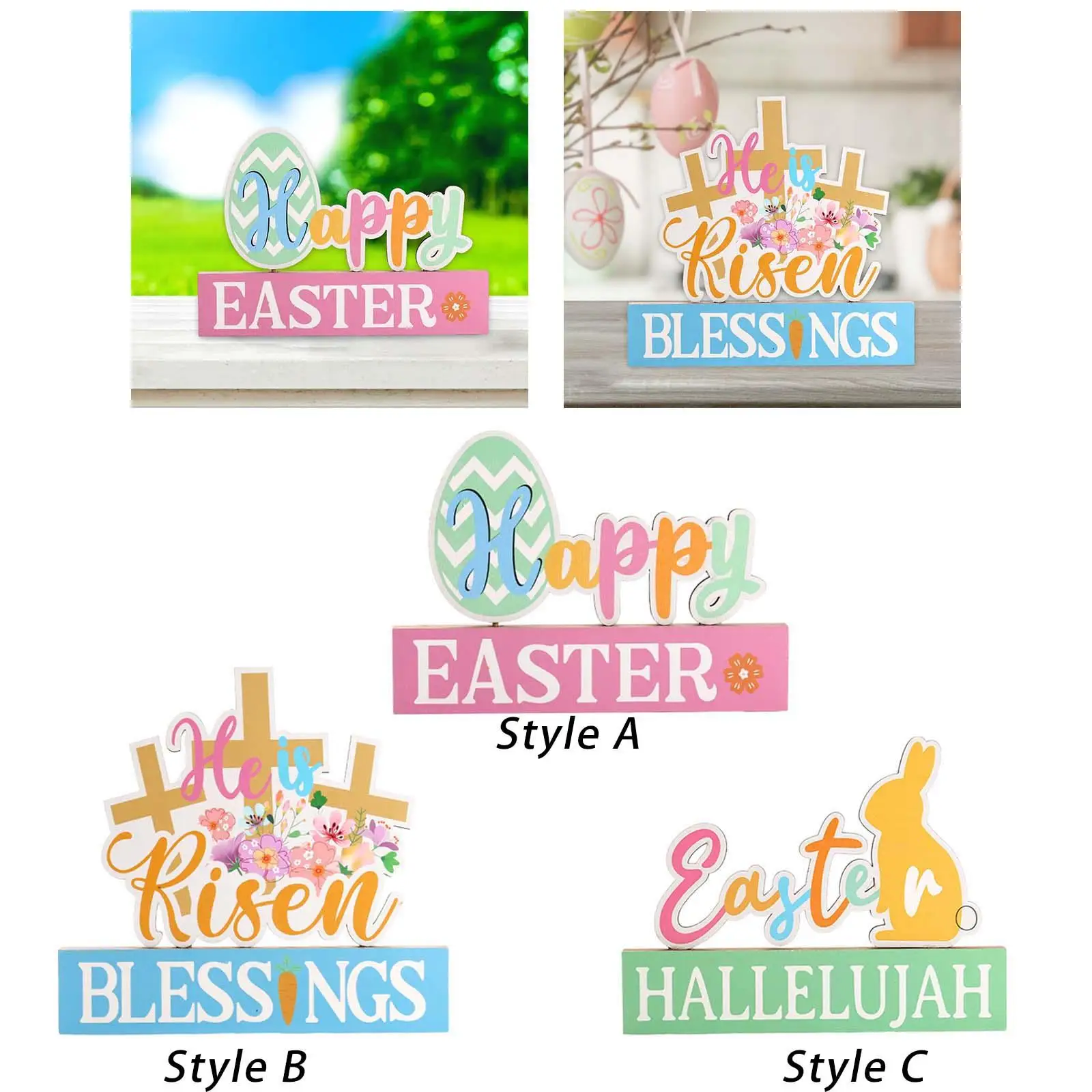 Happy Easter Table Decorations Letter Sign Colorful Centerpieces for Holiday
