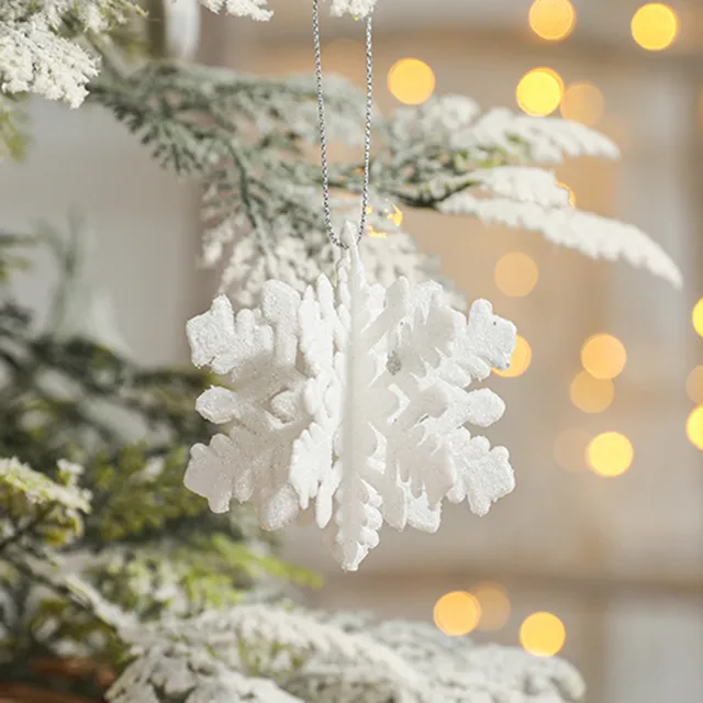 Plastic Christmas Pendant White Mini Snowflake Angel Winges Elks Star Xmas  Tree Hanging Ornament New Year Party Decor Noel Natal