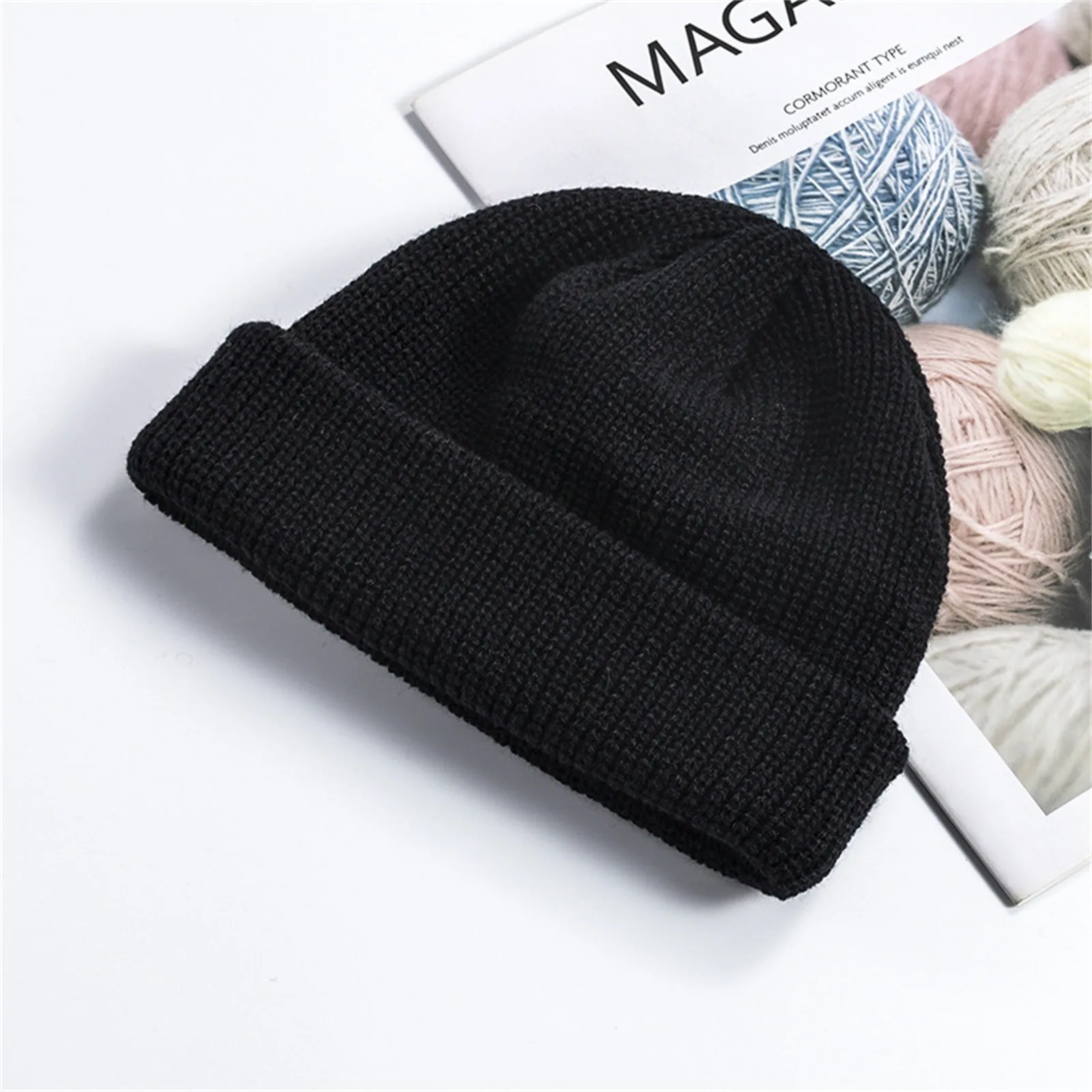 plain black cap Hats For Women and Men Solid Color Cute Chunky Caps Knitted Super Soft Stretchable Street Hip Hop Hats for Ladies Baseball cap custom ball caps