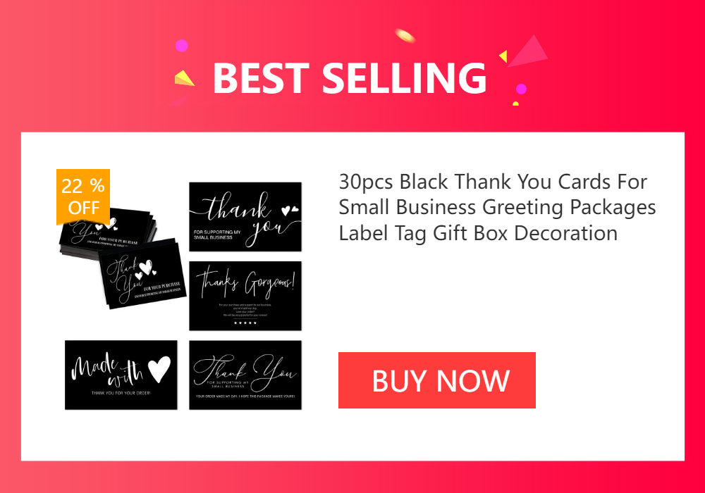 9.0x5.4cm Pink Black Foil Stamp Greeting Label Custom Thank You Cards For Small Bussiness Gift Box Decoration Packaging Supplies