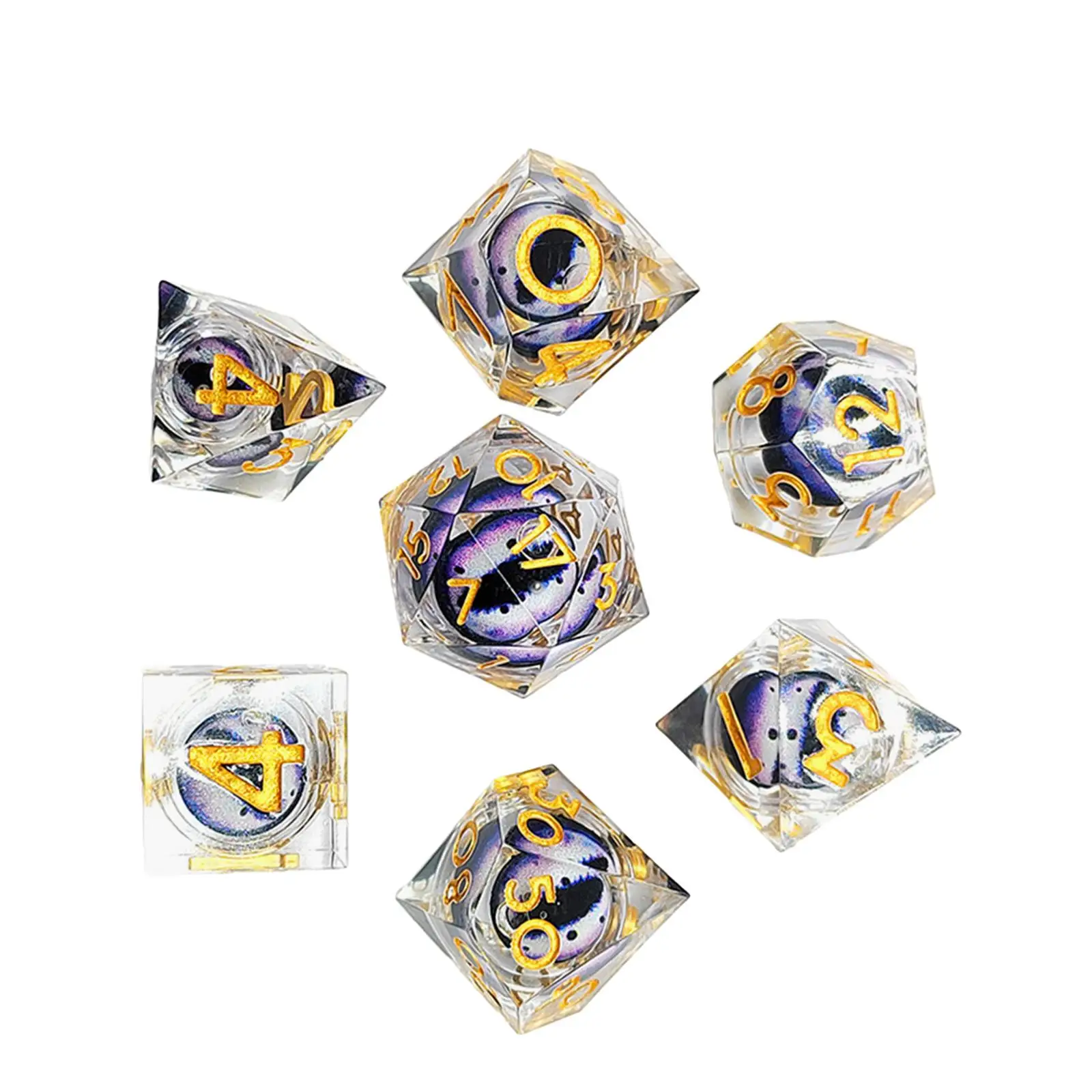 Resin Polyhedral Eye Dice 7Pcs Set Accessories for Teaching Projects