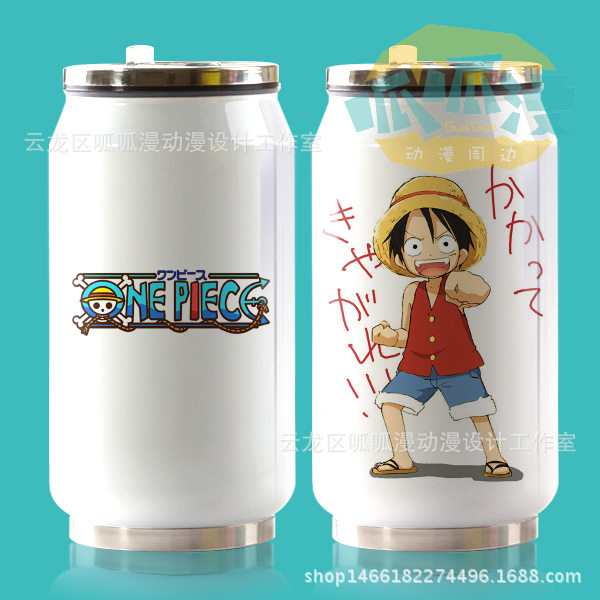 Anime One Piece Luffy Zoro Ace Sports Water Bottle Outdoor Water Bottle  with Straw Portable Water Cup Boys Girls Children 560ml