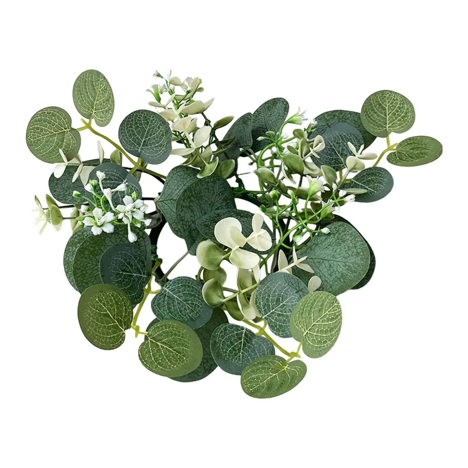 Candle Ring Artificial Eucalyptus Leaves Wreath Home Decor 9.8inch Small Boho Wreath for Farmhouse Kitchen Door Dining Room