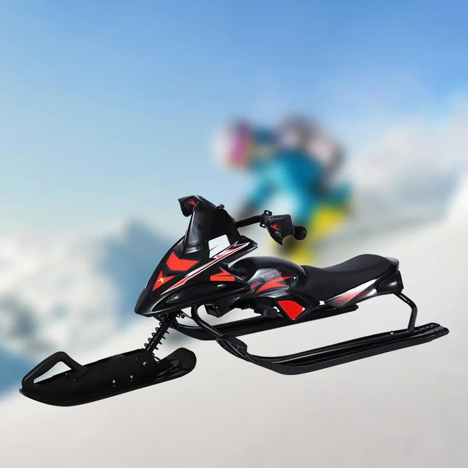 Snow Racer Sled with Steering Wheel and Bicycle Handle and Twin Brakes Snow Sledge Snowboard Snow Bike Sled for Kids Adult Teens