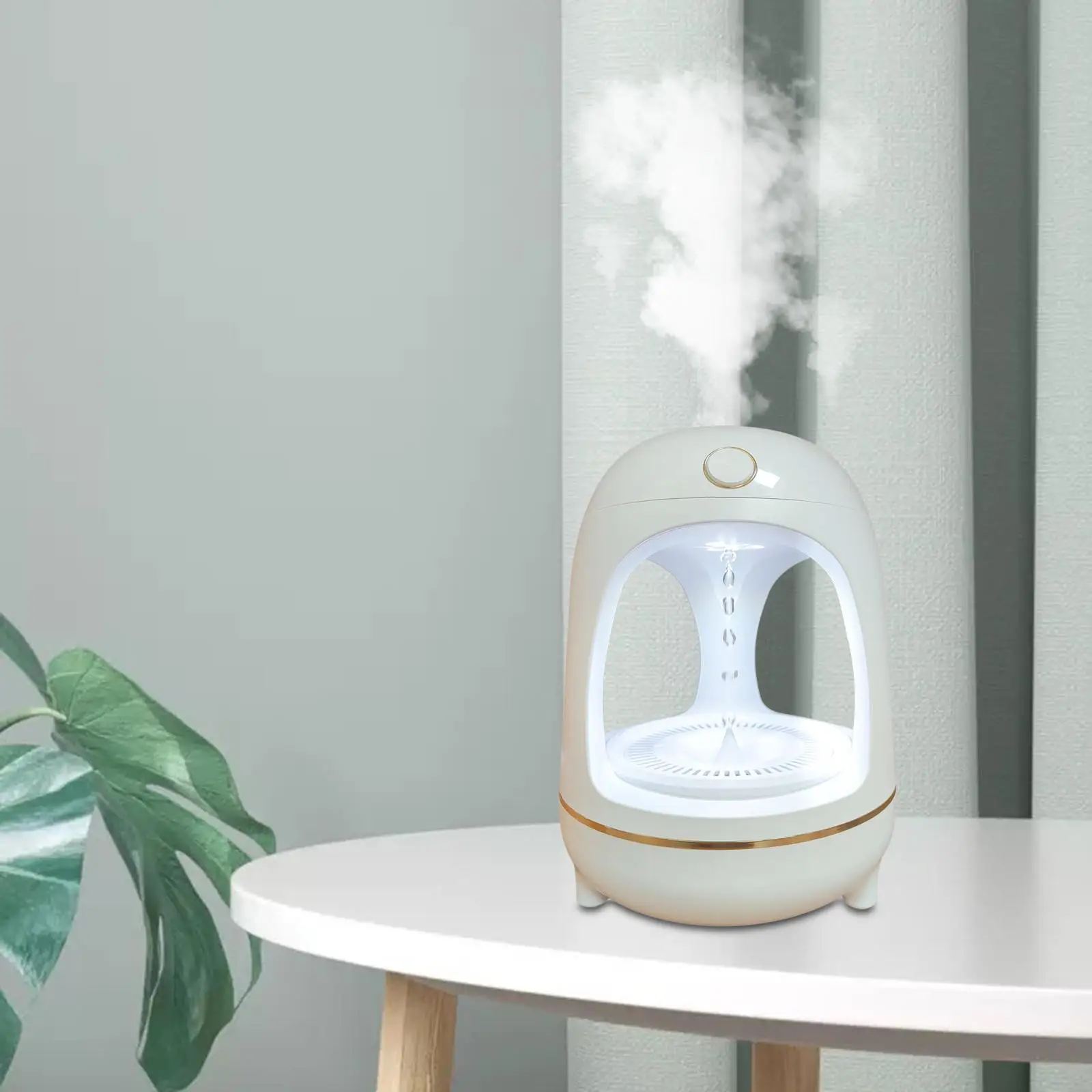 Desktop Air Humidifier Antigravity Water Droplet Countercurrent 700ml Night Light for Hotel Home Bedroom NightStand