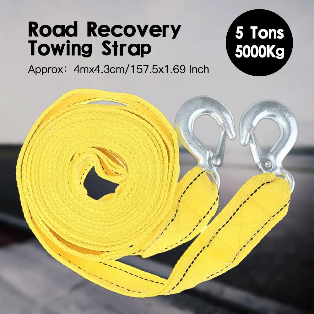 Towing Strap Tow Rope Nylon Trailer Belt 4M 5 Tons Heavy Duty 