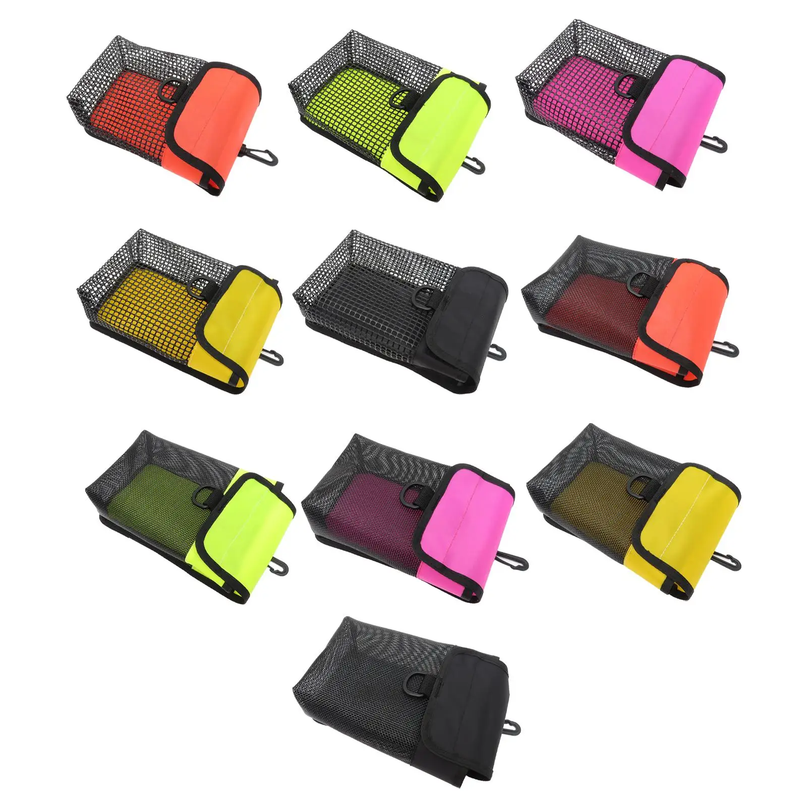 Swivel Clip Diving Gear Storage Bag Snorkeling Gear Holder Mesh Pocket Portable