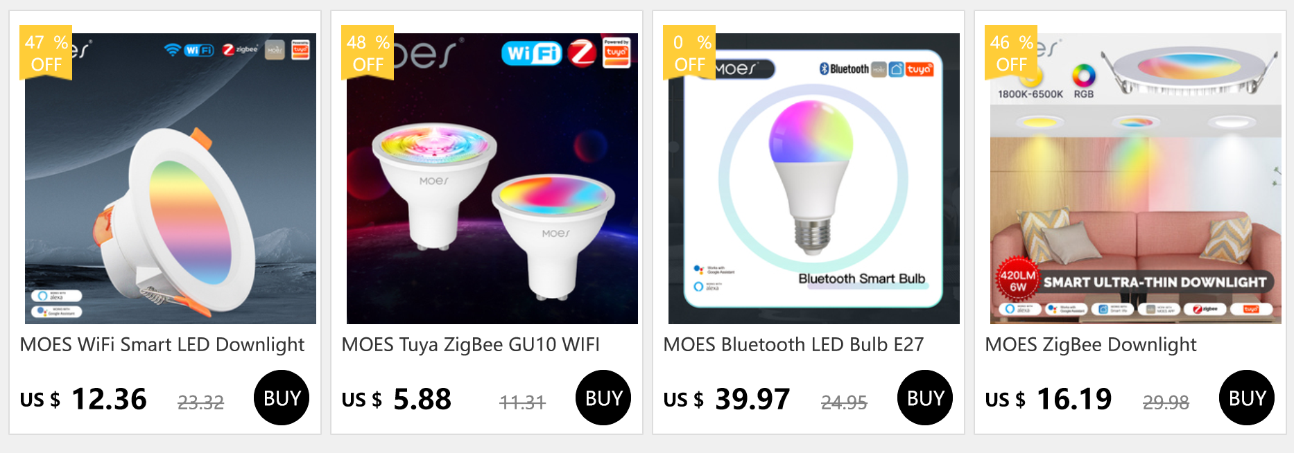 MOES WIFI Luz de Teto Lâmpada LED