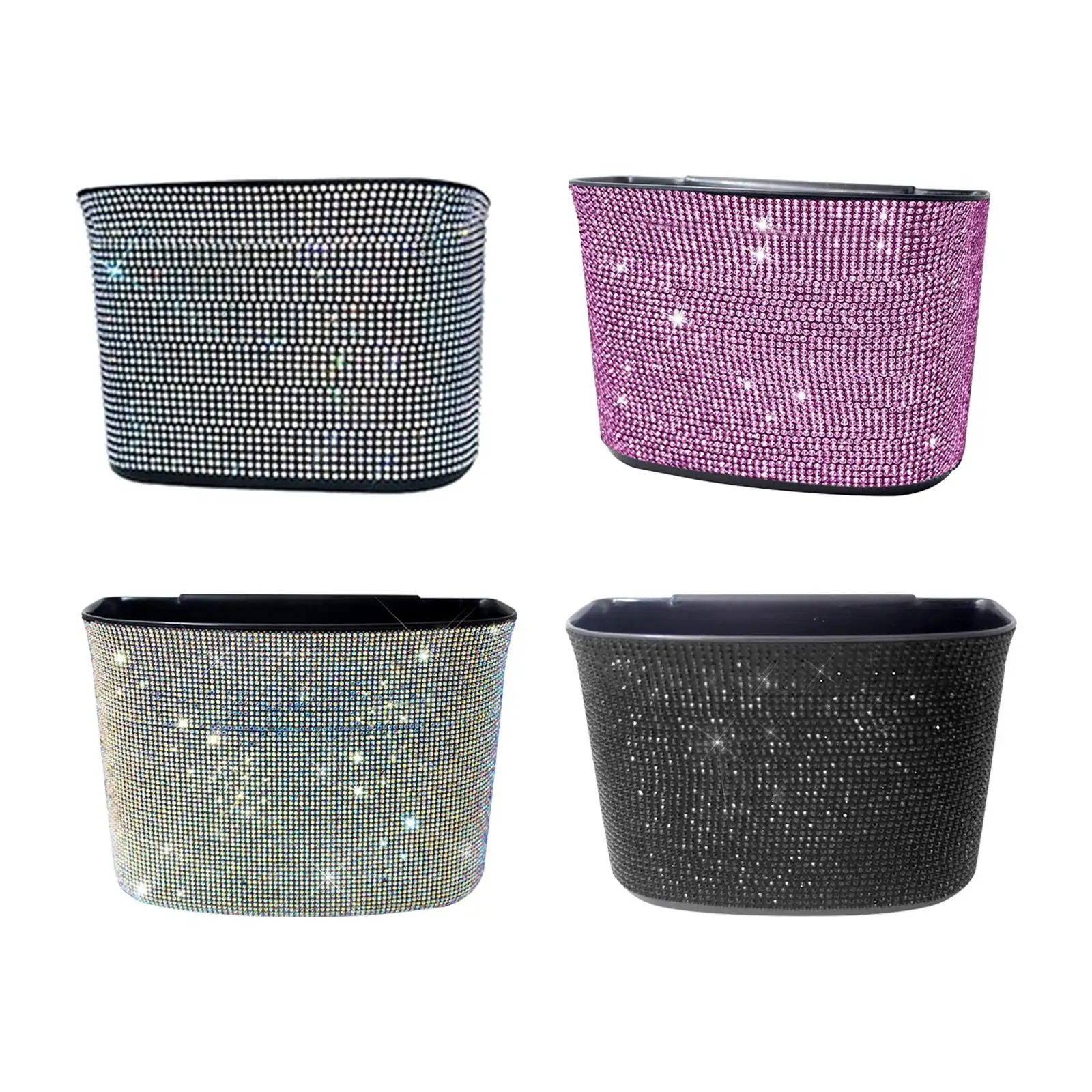 Car Trash Can Bin Back Seat Hanging Storage Container Small Crystal Multifunction Decoration Accessories Auto Garbage Bin