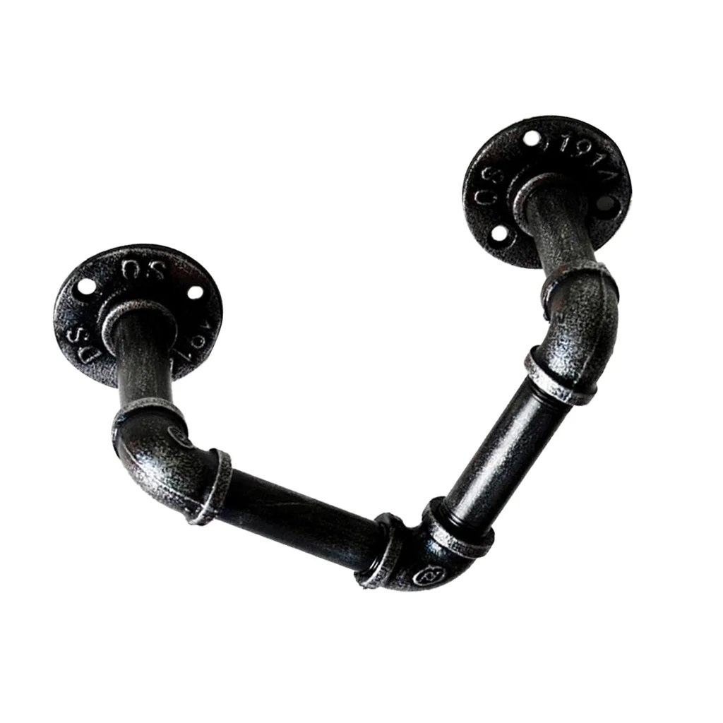 Vintage Iron Water Pipe Rack Wall Hook Hanger for Home Bar KTV Decoration