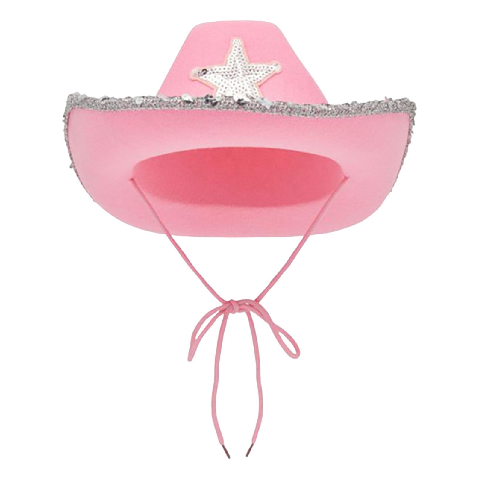 Cowgirl Hat Hat Band Windproof Versatile with Sequins for Outdoor Dress up