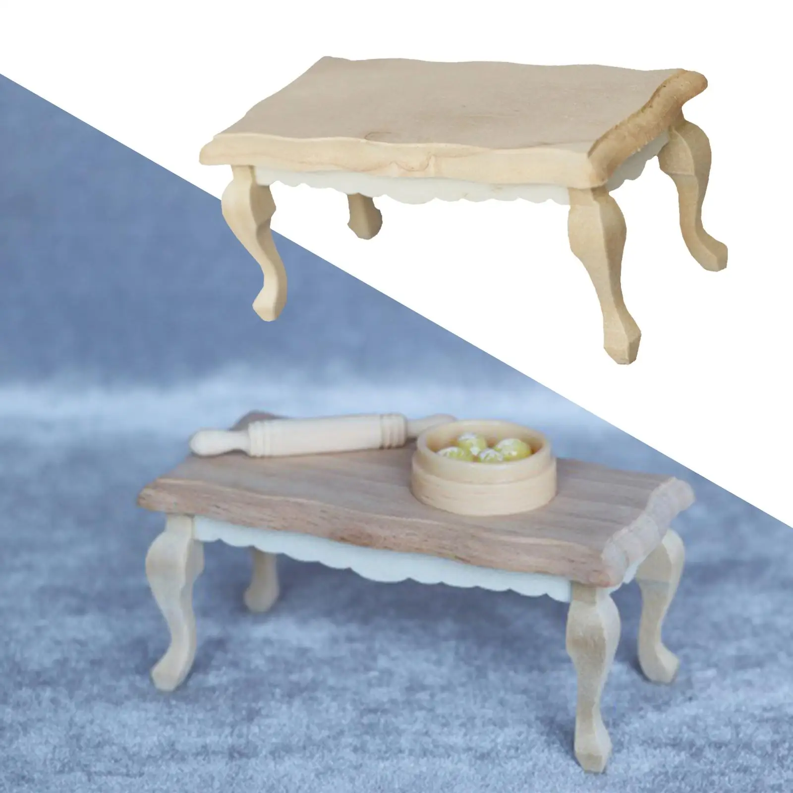 1/12 Dollhouse Table Mini Doll House Decor Shooting Props Wooden Teatable for Baby Girls