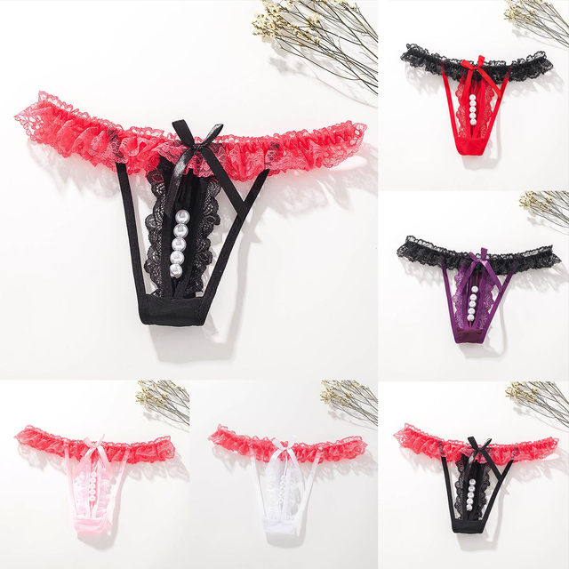 Women'S Panties Lingerie For Ladies Sexy Sheer Lace Thong Ladies Low Waist Pearl  Panties Female Underwear Woman Clothing - AliExpress