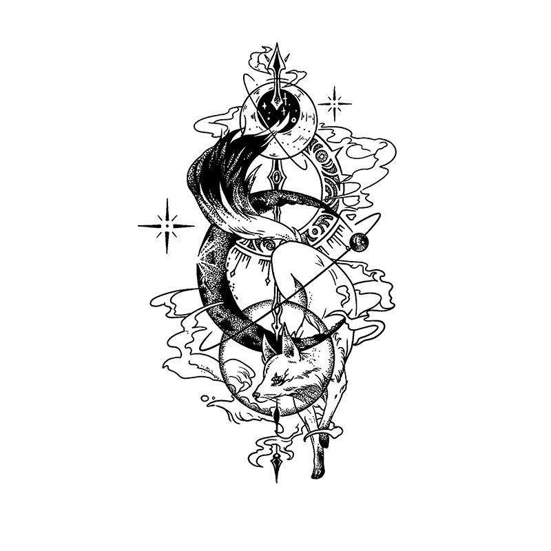 Kräuter fuchs Tattoo Aufkleber für Frauen Mann Arm Kunst temporäre Tattoos wasserdicht gefälschte Tattoo Punk Mond dauerhafte Tattoo Aufkleber – Detail 2
