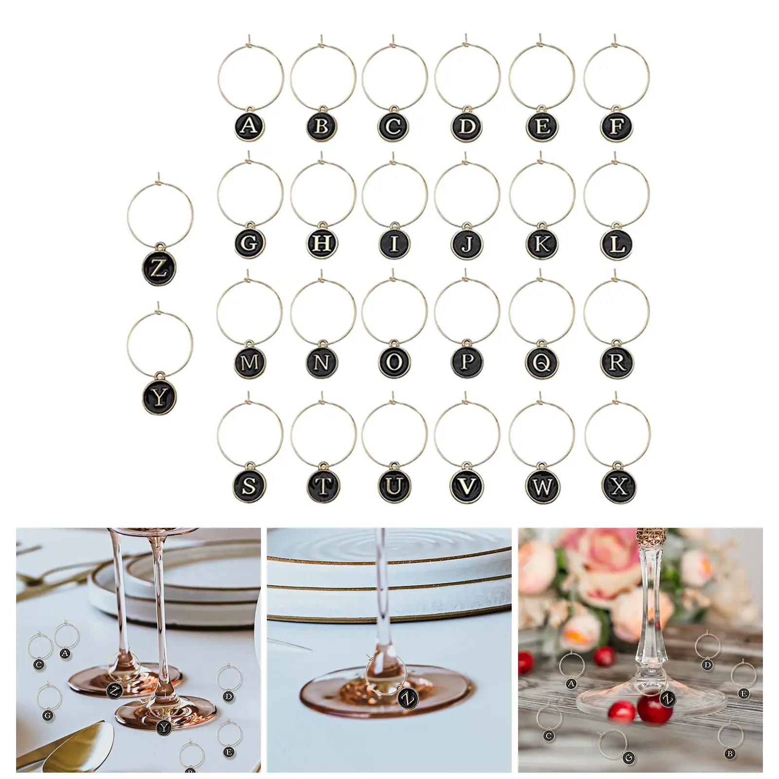 26x Wine Glass Charm Rings Party Drink Wine Labeling for House Party Beach