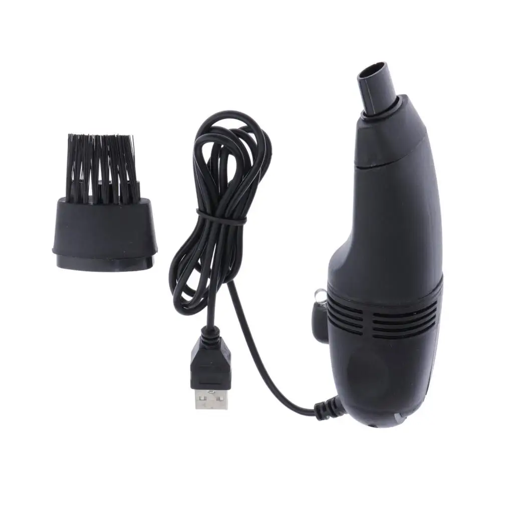 USB Mini Vacuum for Computer Laptop Model With Cord Brush Accessories Black