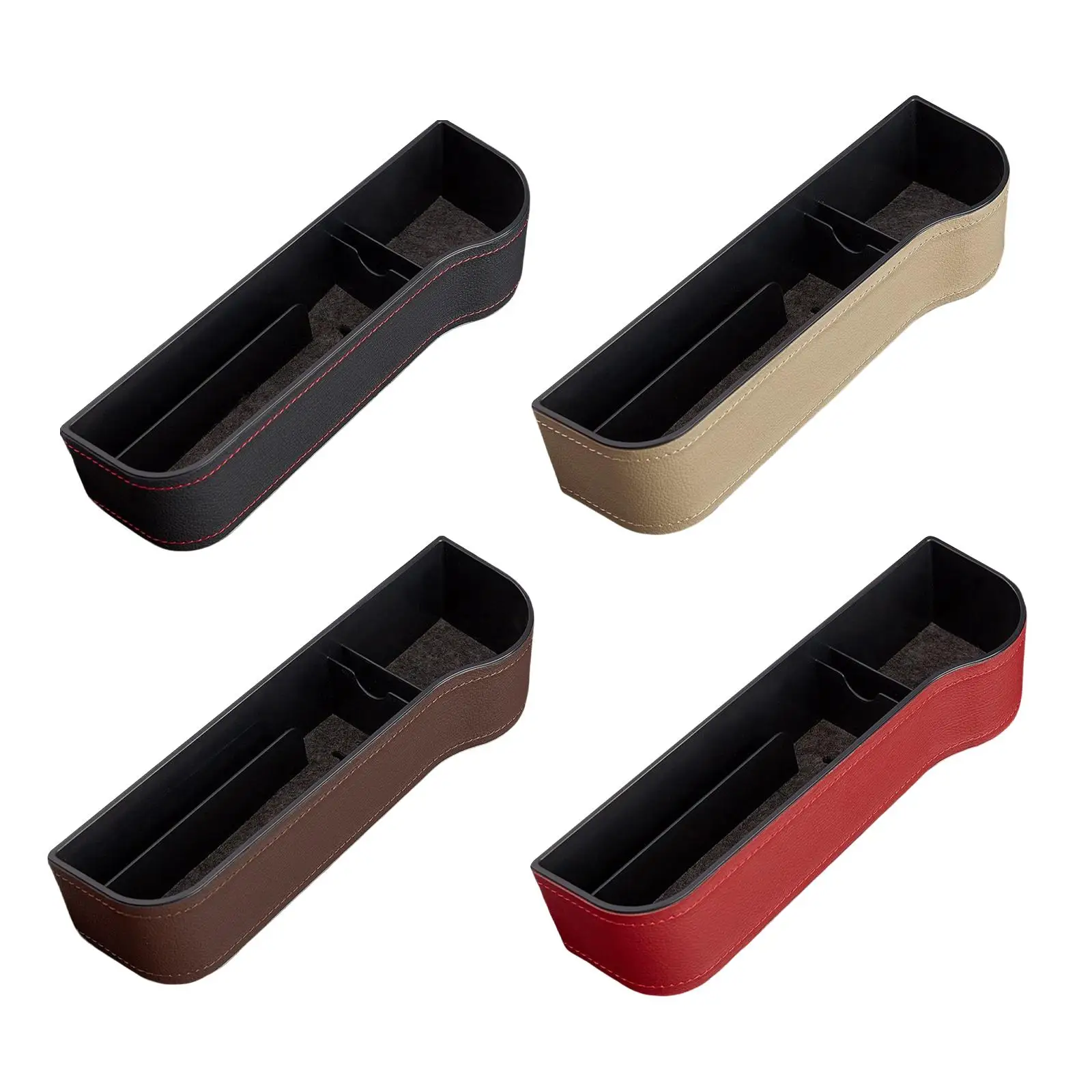 Car Seat Gap Filler Organizer PU Leather Auto Console Side Storage Box for Cards