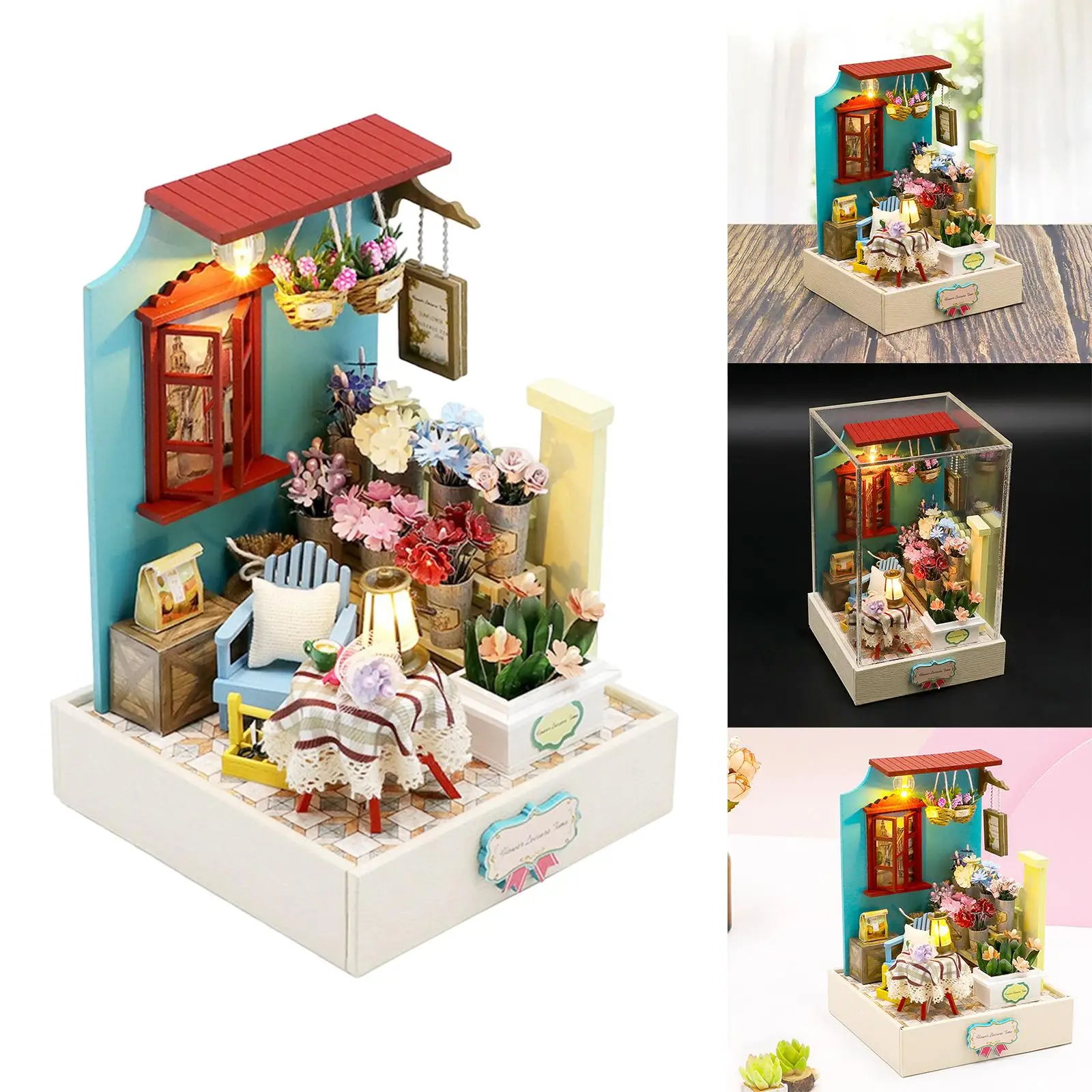 Miniature Dollhouse Handmade Building Set Birthday Gifts  Playset with dust proof cover  Model for Ages 15+ Teens Women