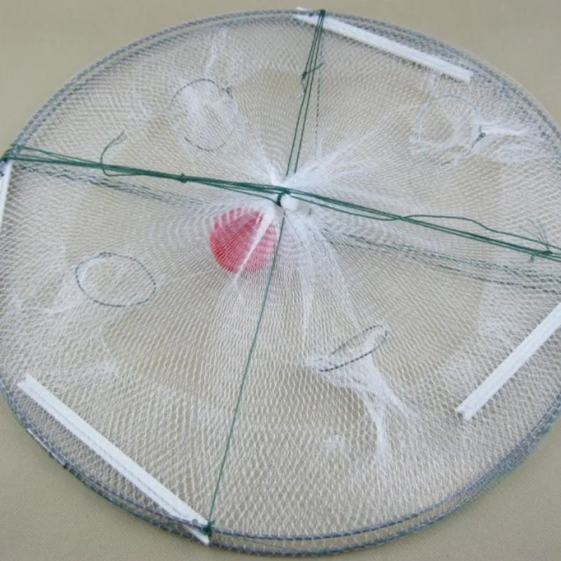 1pcs Foldable Fishing Shrimp Fish Crab Bait Net Trap 4 Holes Crayfish Lobster Fishnet Cast Dip Cage 33*12cm