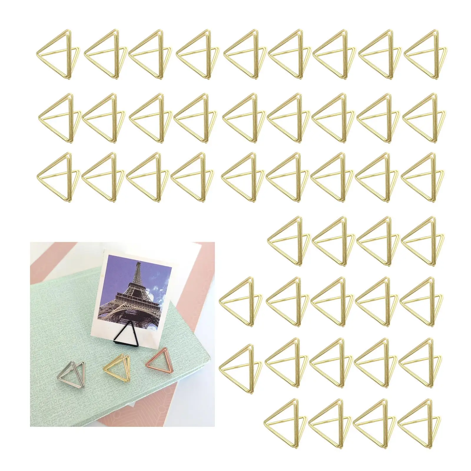 45Pcs Table Card Holders, Triangle Shape Wedding Table Number Holders, Photo Holder Pictures Stand Clips