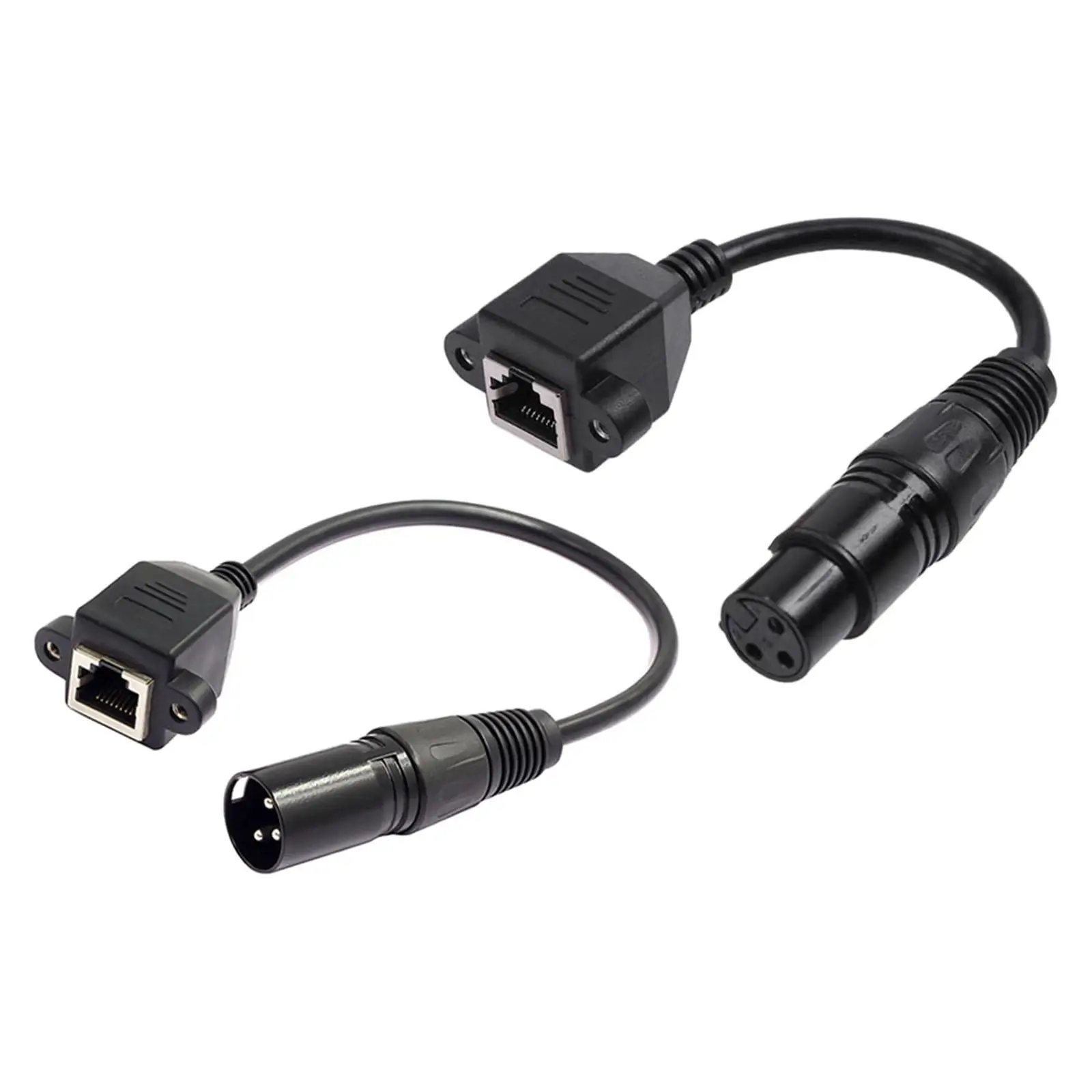 1Pair 3 Pin XLR to RJ 45 Female Male Adapter Cables, Copper Extension Cable for Dmx Con Controller Series Microphones Mixer 20cm
