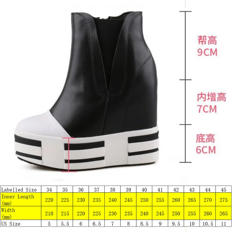 Women's 13cm Leather Platform Wedge Boots - true deals club