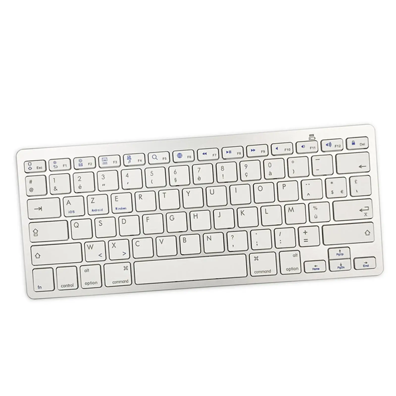 7 Keyboard ,French Language, Silver Slim New Portable for iOS Android Windows Computer PC