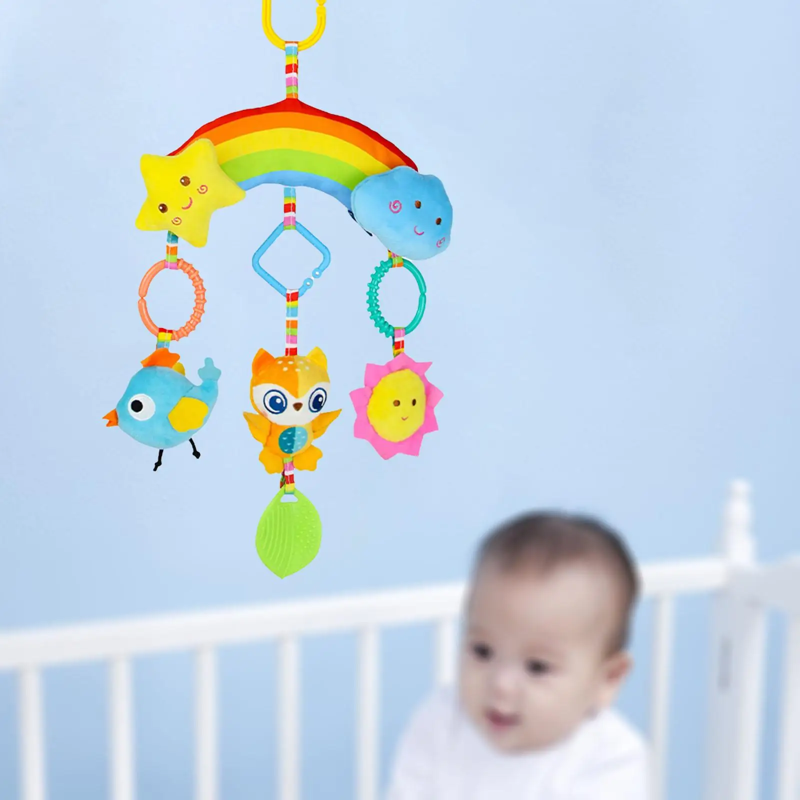 Cute Baby Hanging Rattles Toy Bed Hanging Toy Baby Teether for Pushchair