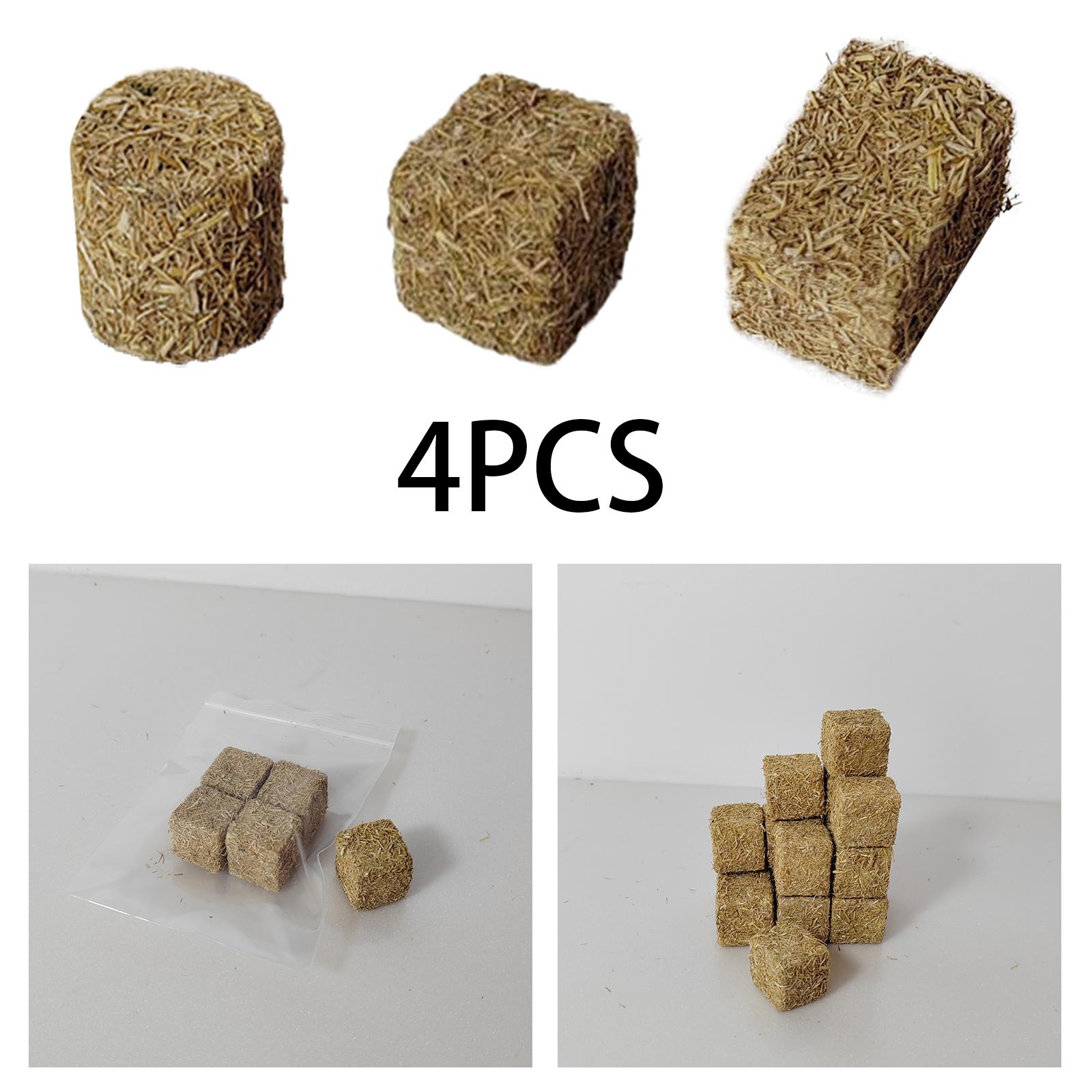 4 Pieces Mini Hay Bales Multifunction Small Decorative Hay Simulated Haystack for Handmade DIY Yard Sand Table Dollhouse