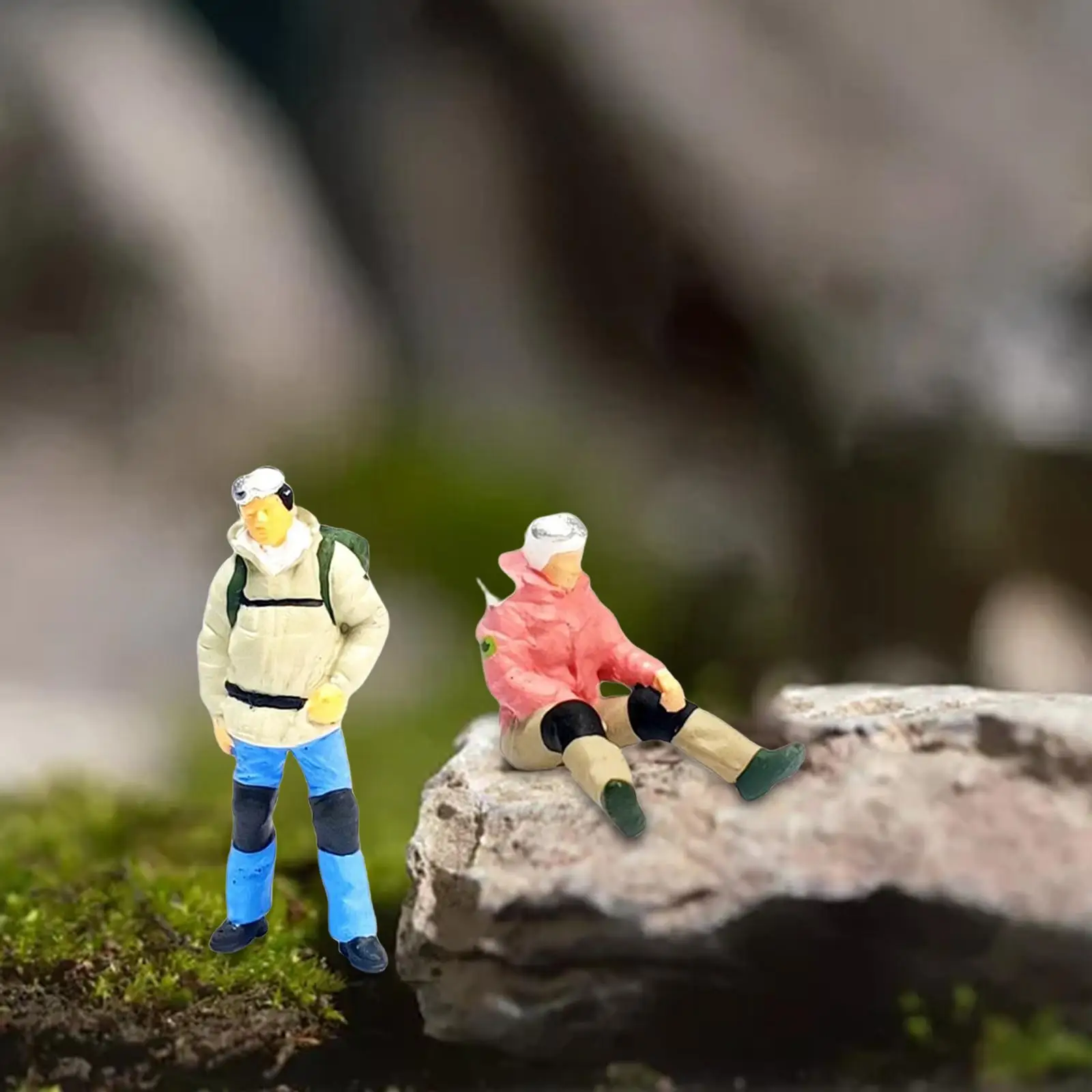 2x 1/87 Miniature Scene People Role Play Figure Dollhouse People for DIY Scene DIY Projects