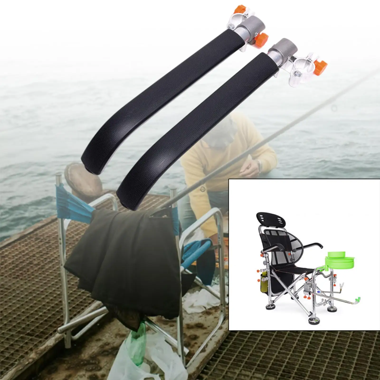 Aluminum Alloy Fishing Chair Armrest Replacement 25cm Diameter Tube Black