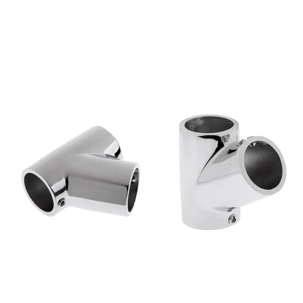 2 Pieces Boat Hand Rail 60 Degree Tee Fittings - 316 Marine Stainless Steel