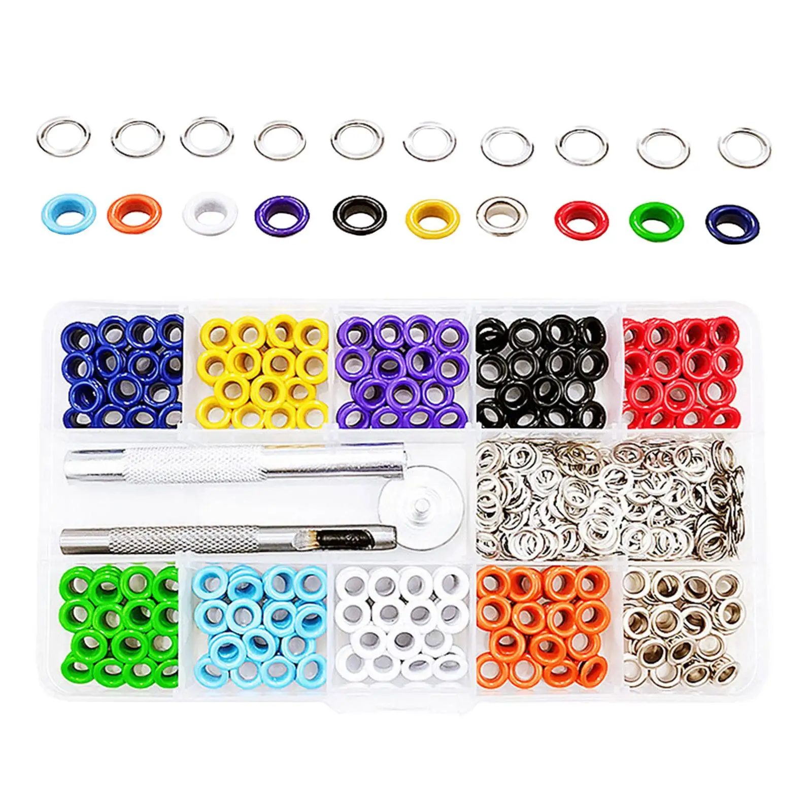 Grommet Tool Kit with Washers Metal Eyelets Grommet Kit Setting Tool for Fabrics Handbag Marine Canvas Paper Crafts Canvas
