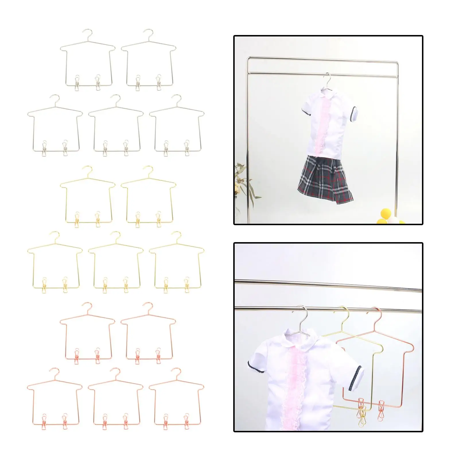 5Pcs Metal Dress Hanger Miniature Doll House Coat Rack Pretend Play Micro Landscape Doll Accessories BJD Dolls Clothes Hanger